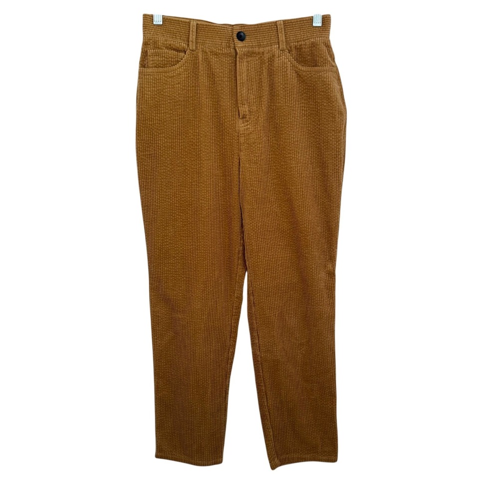 Vintage Womens Wide Wale Corduroy Cropped Ankle Pants Sz S 4/6 Straight Leg Tan